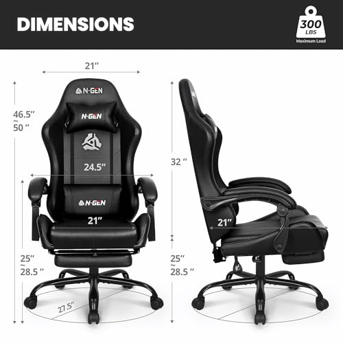 Black Ergonomic High Back Gaming Chair with Footrest G9018