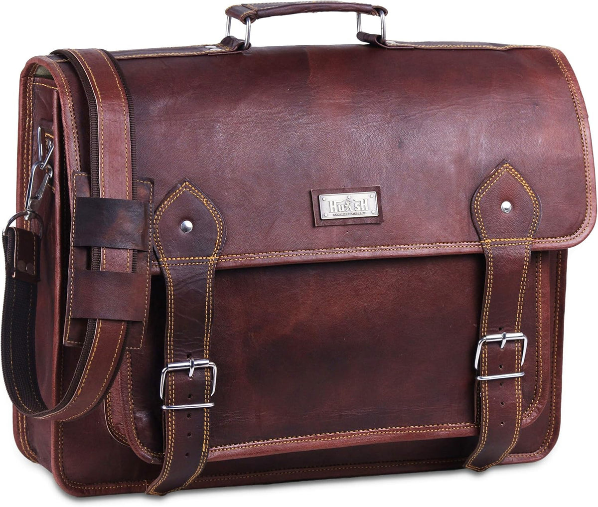 18 Inch Brown Leather Briefcase J43034