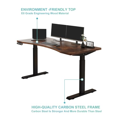 Rustic Brown Electric Standing Desk 55x30 Inch T44837