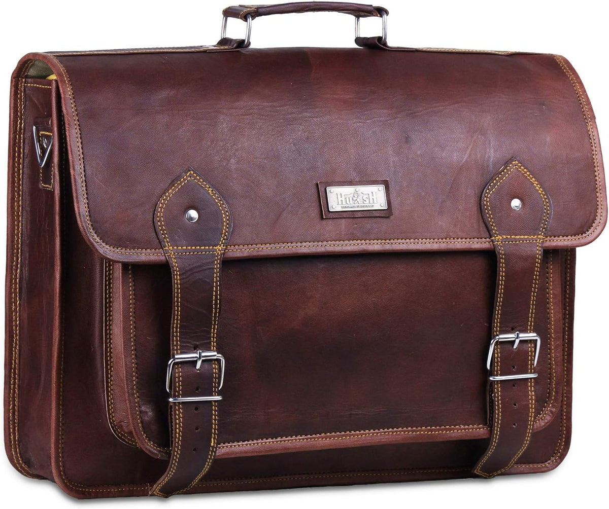 18 Inch Brown Leather Briefcase J43034