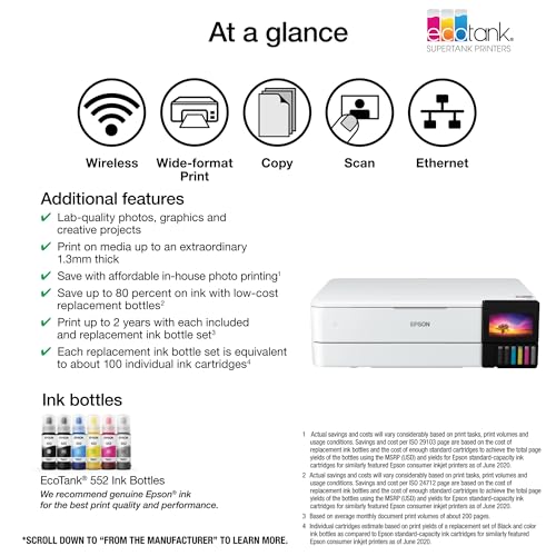 White Wireless Wide-Format All-in-One Printer with Scanner, Copier, Touchscreen E6931