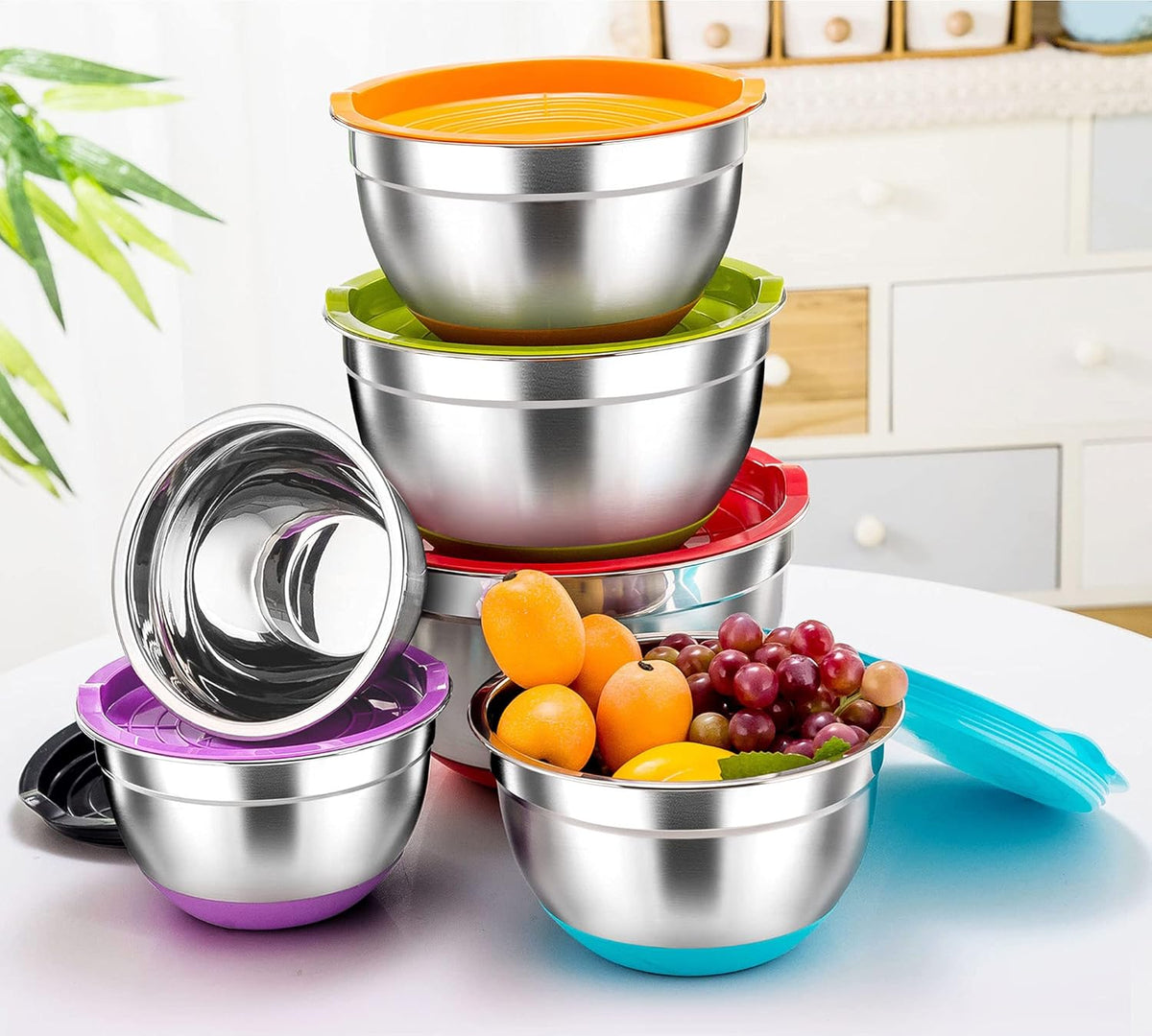 Stainless Steel Mixing Bowls with Lids, Set of 6 W83834