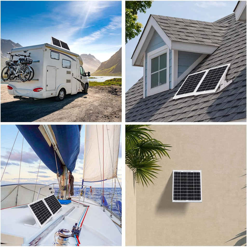 20 Watt 12V Solar Panel Kit with Adjustable Tilt Mount Brackets and 5A PWM Solar Charge Controller J21289