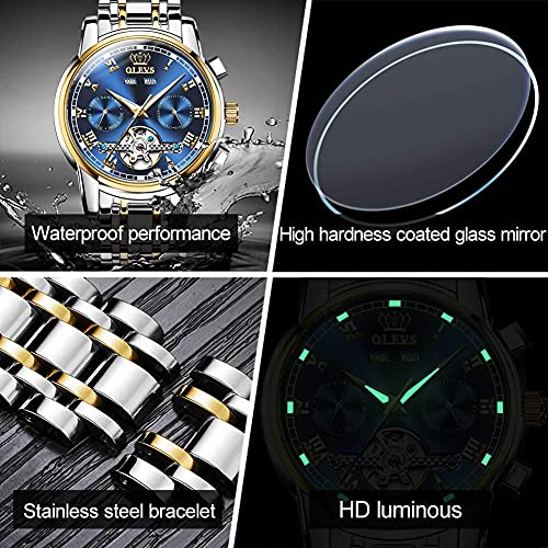 Self Winding Automatic Mechanical Tourbillon Stainless Steel Waterproof Luminous Dress Wrist Watches W567079