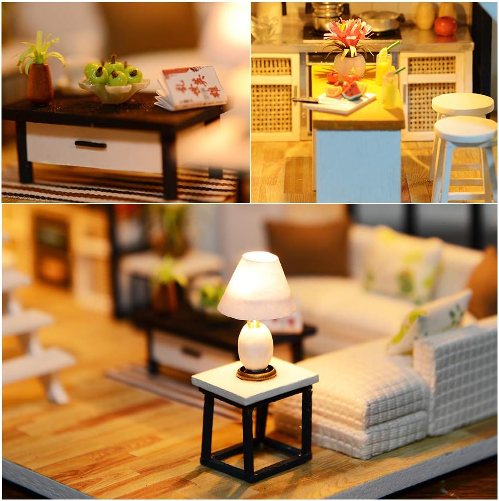 Dollhouse Miniature with Furniture, DIY Dollhouse Kit X50702