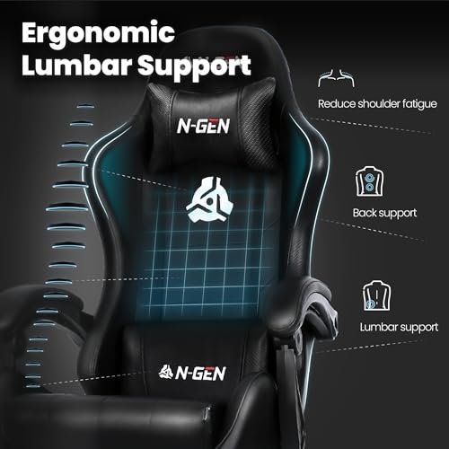 Black Ergonomic High Back Gaming Chair with Footrest G9018
