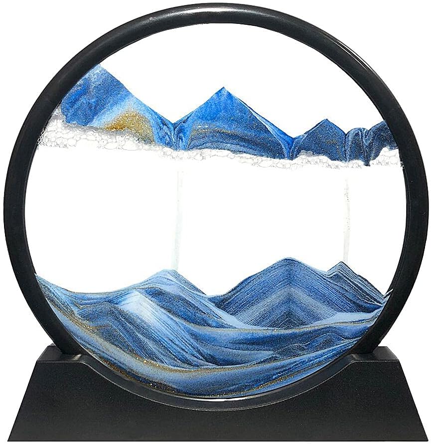 Moving Sand Art Picture Round Glass 3D Deep Sea 7 Inch Pack of 2 A287