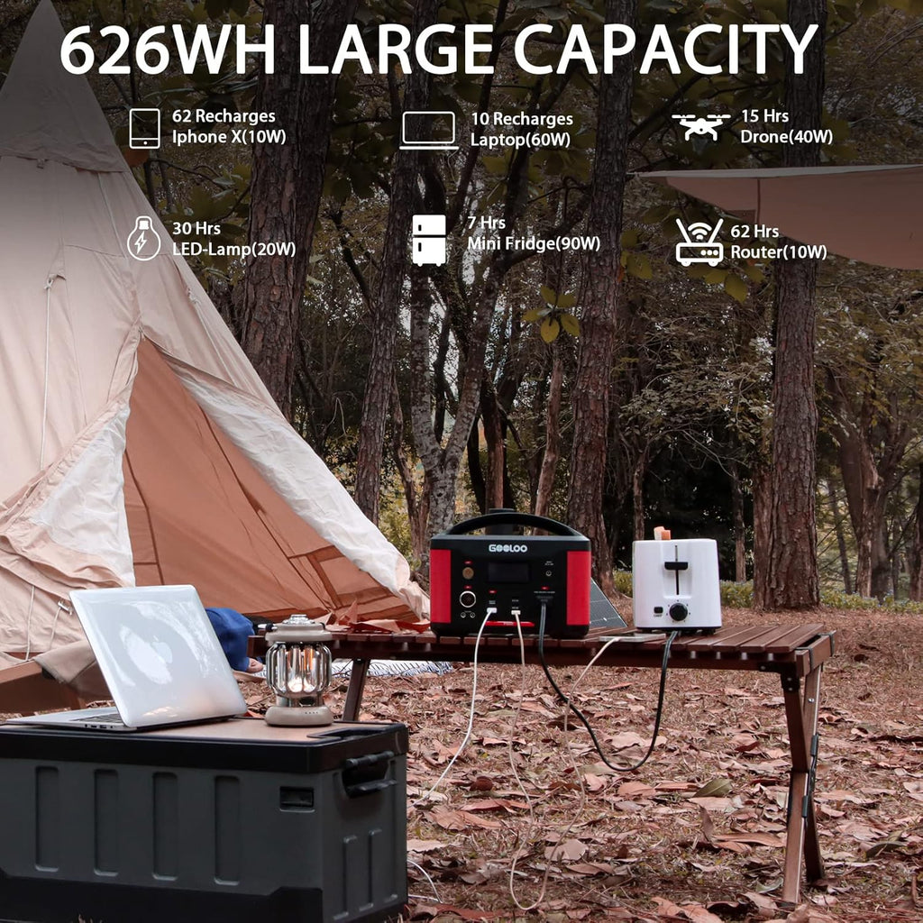 Portable Power Station 626Wh 600W AC Outlets Lithium Battery Y973