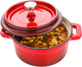 8 Ounce Red Enameled Cast Iron Mini Casserole Dish with Lid Z704110