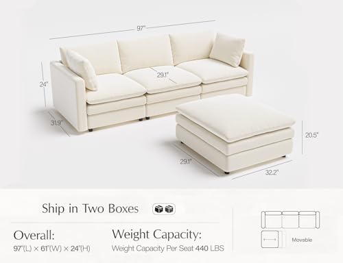 L Shaped Sectional Couch with Ottoman 4 Seats Sofa T2457