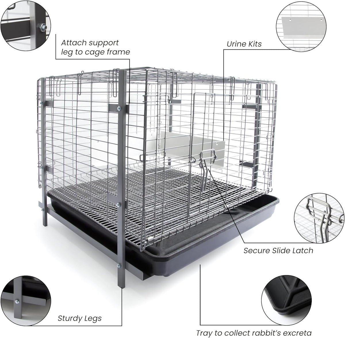 24-inch Rabbit Cage with Tray W313