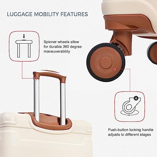 Brown and Ivory 4-Piece Expandable Hardside Suitcase Set Y575