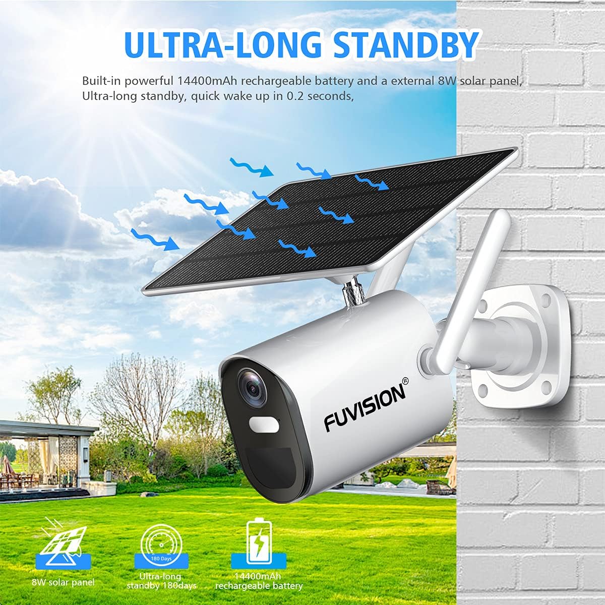 Solar Battery Powered 1080p Wireless Outdoor Camera H115733