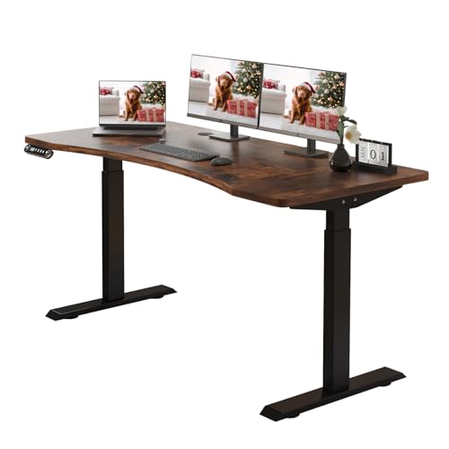 Rustic Brown Electric Standing Desk 55x30 Inch T44837