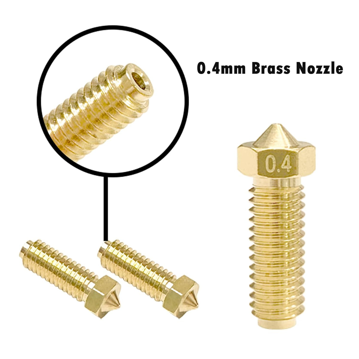 5PCS 0.4mm Brass Nozzles and 5PCS Silicone Socks for 3D Printer Y7004