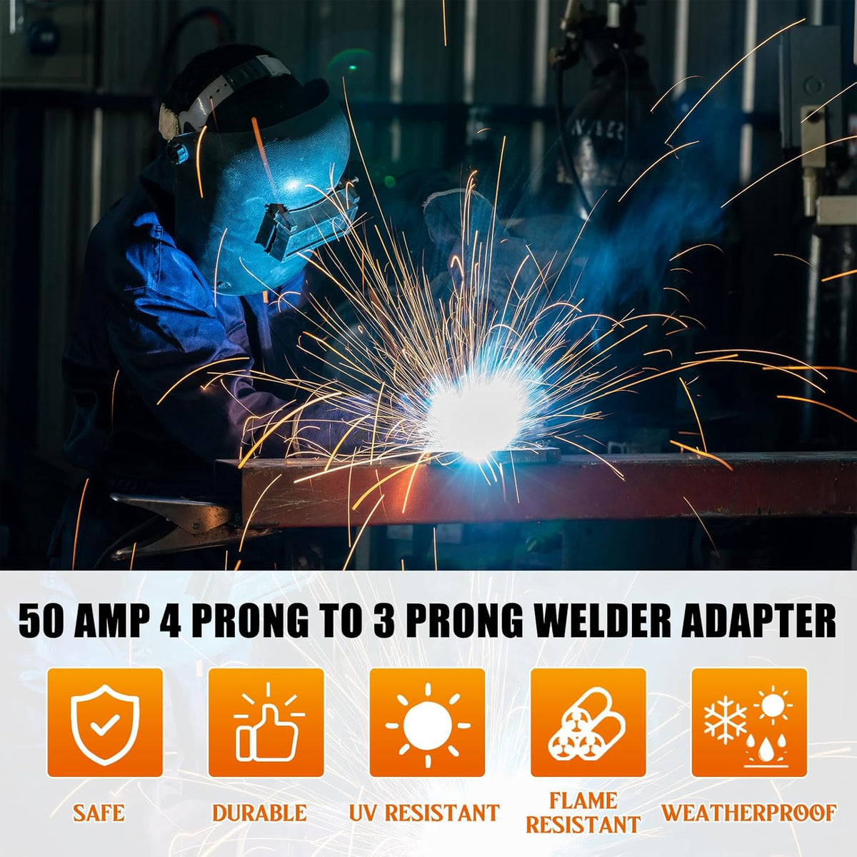 Welder Adapter, NEMA 14-50P Male to 6-50R Female, 50 Amp 4 Prong to 3 Prong I330202