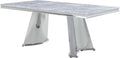 Faux Marble Top and Mirrored Silver Dining Table E81050