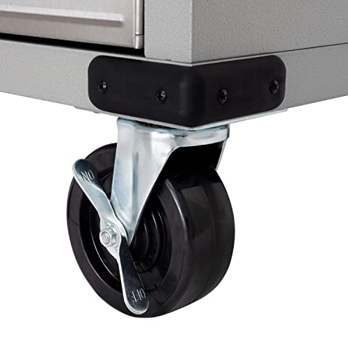 Solid Steel Rolling Lockable Metal Storage Cabinet with Adjustable Shelves, 36" W x 18" D x 72" H, Granite O771560