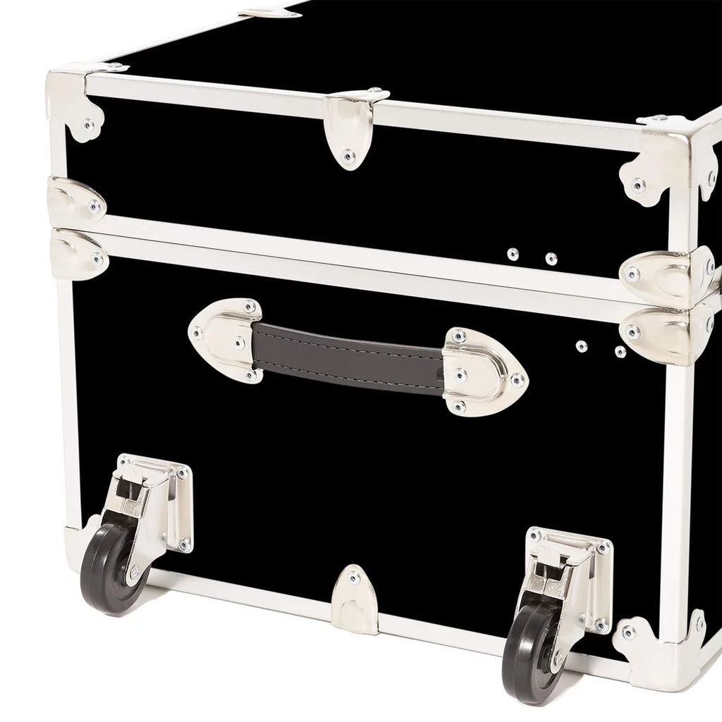 Large Leather Embossed Vinyl Trunk with Removable Wheels 32"x18"x14" (Black) X7225