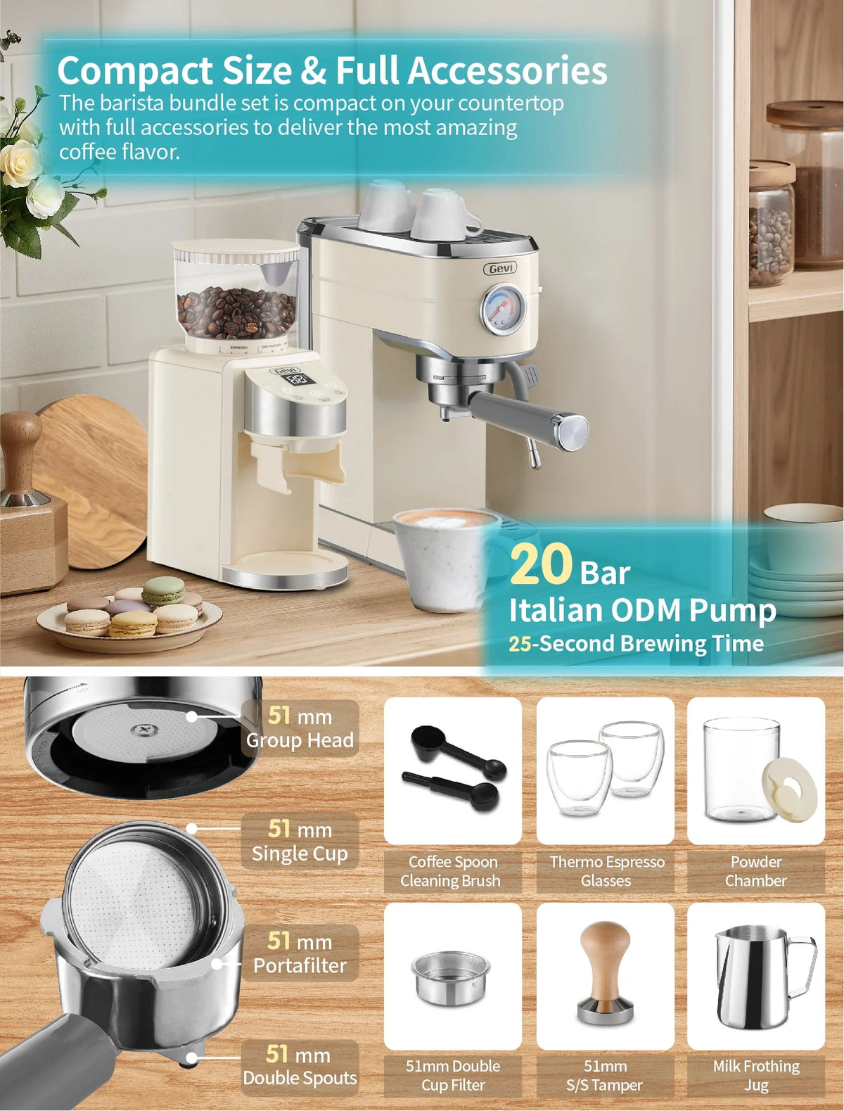 20 Bar Espresso Machine with Burr Coffee Grinder G124561