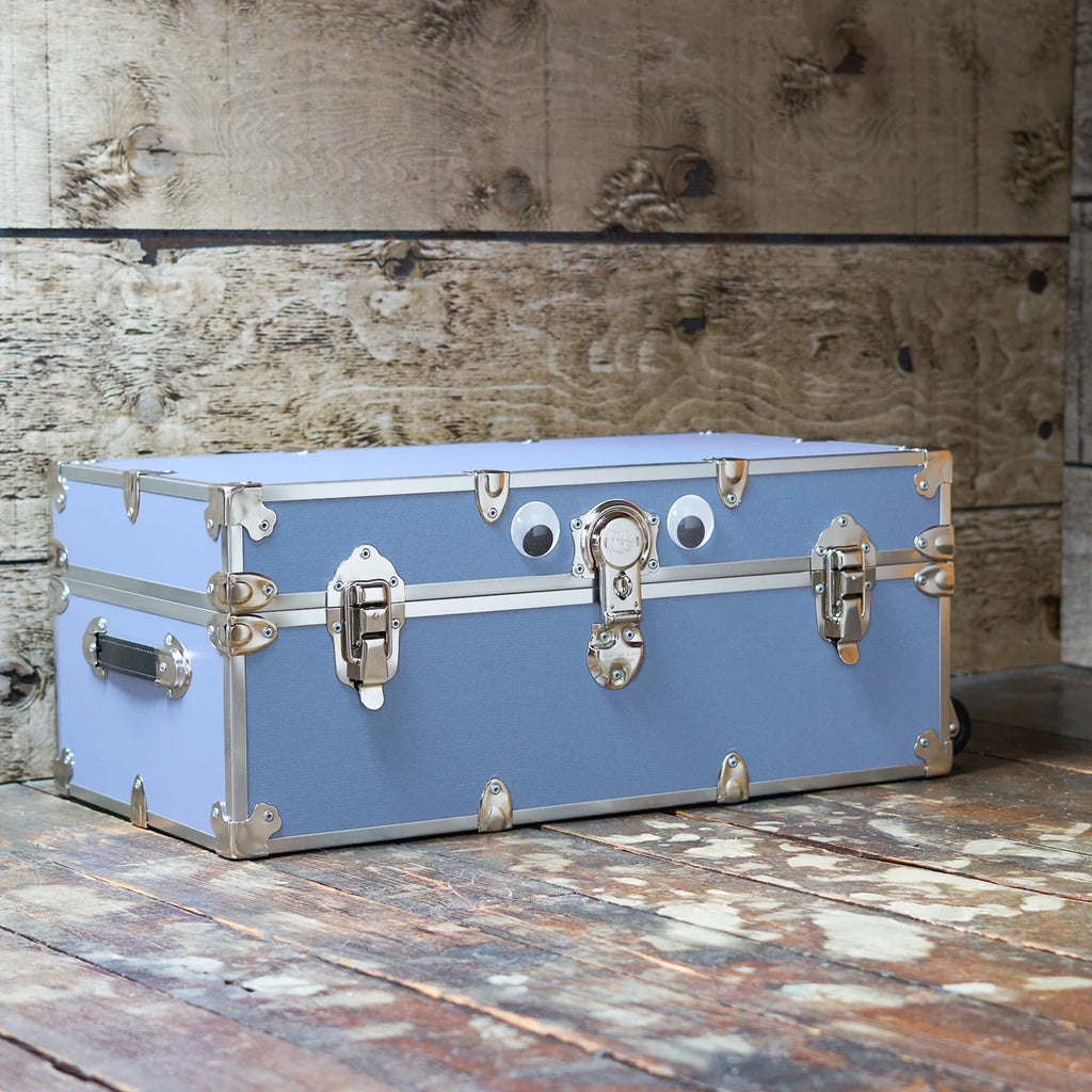 Large Leather Embossed Vinyl Trunk with Removable Wheels 32"x18"x14" (Black) X7225