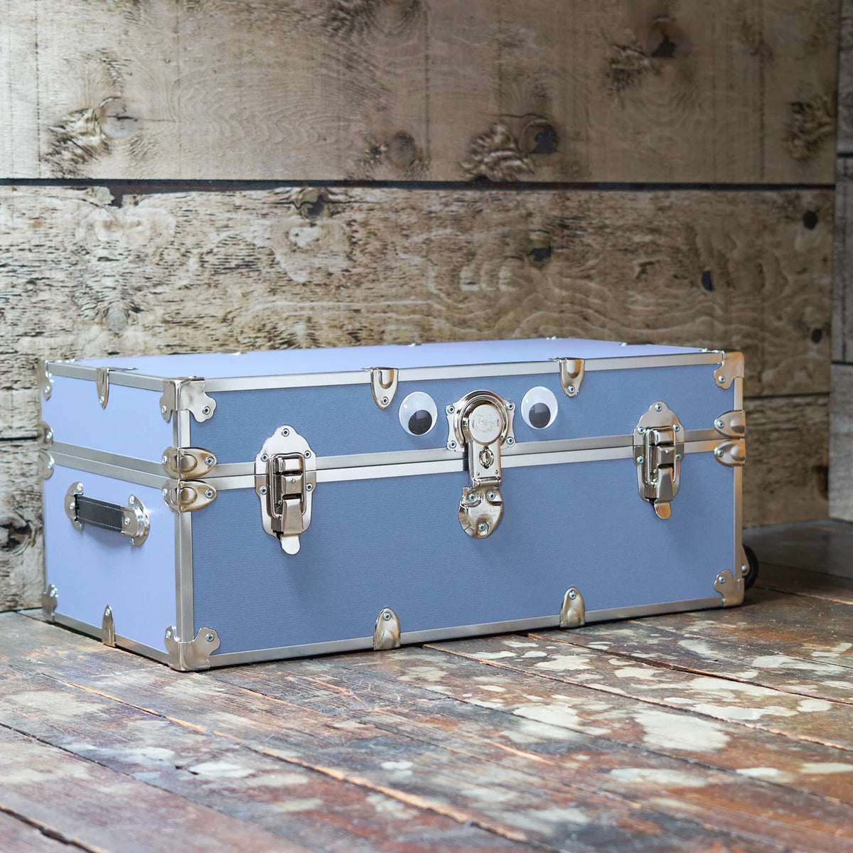 Large Leather Embossed Vinyl Trunk with Removable Wheels 32"x18"x14" (Black) X7225