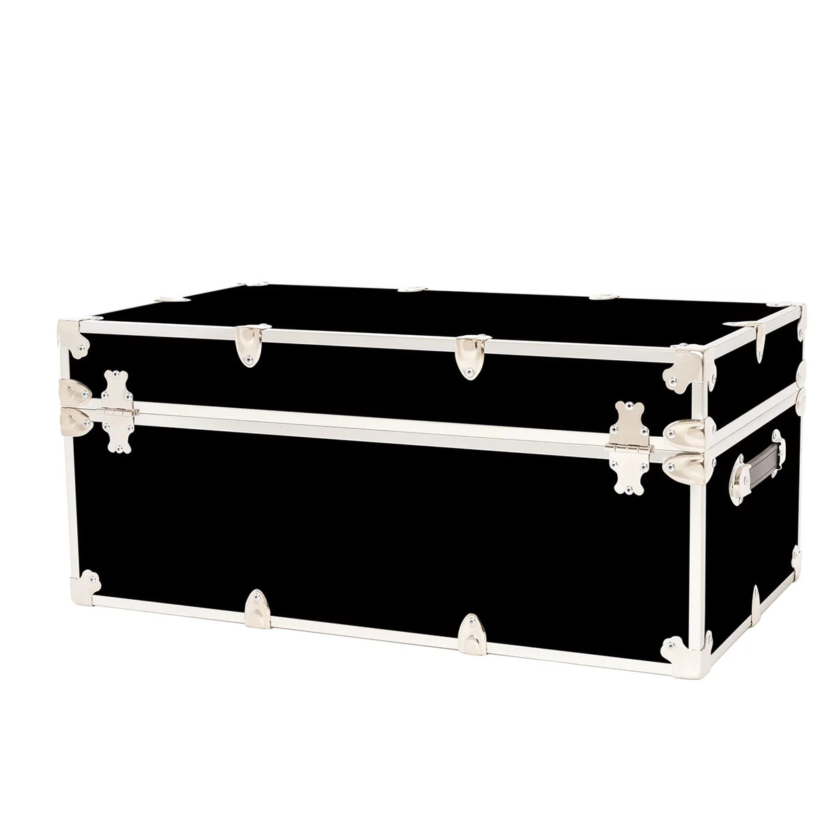 Large Leather Embossed Vinyl Trunk with Removable Wheels 32"x18"x14" (Black) X7225