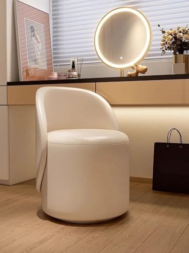 Brown Round Vanity Stool with 360° Rotatable Base H209