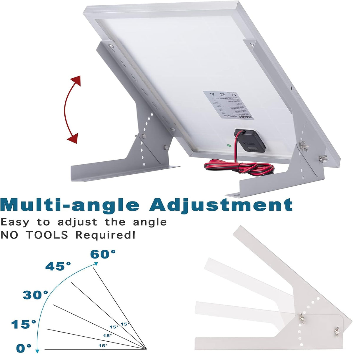 20 Watt 12V Solar Panel Kit with Adjustable Tilt Mount Brackets and 5A PWM Solar Charge Controller J21289