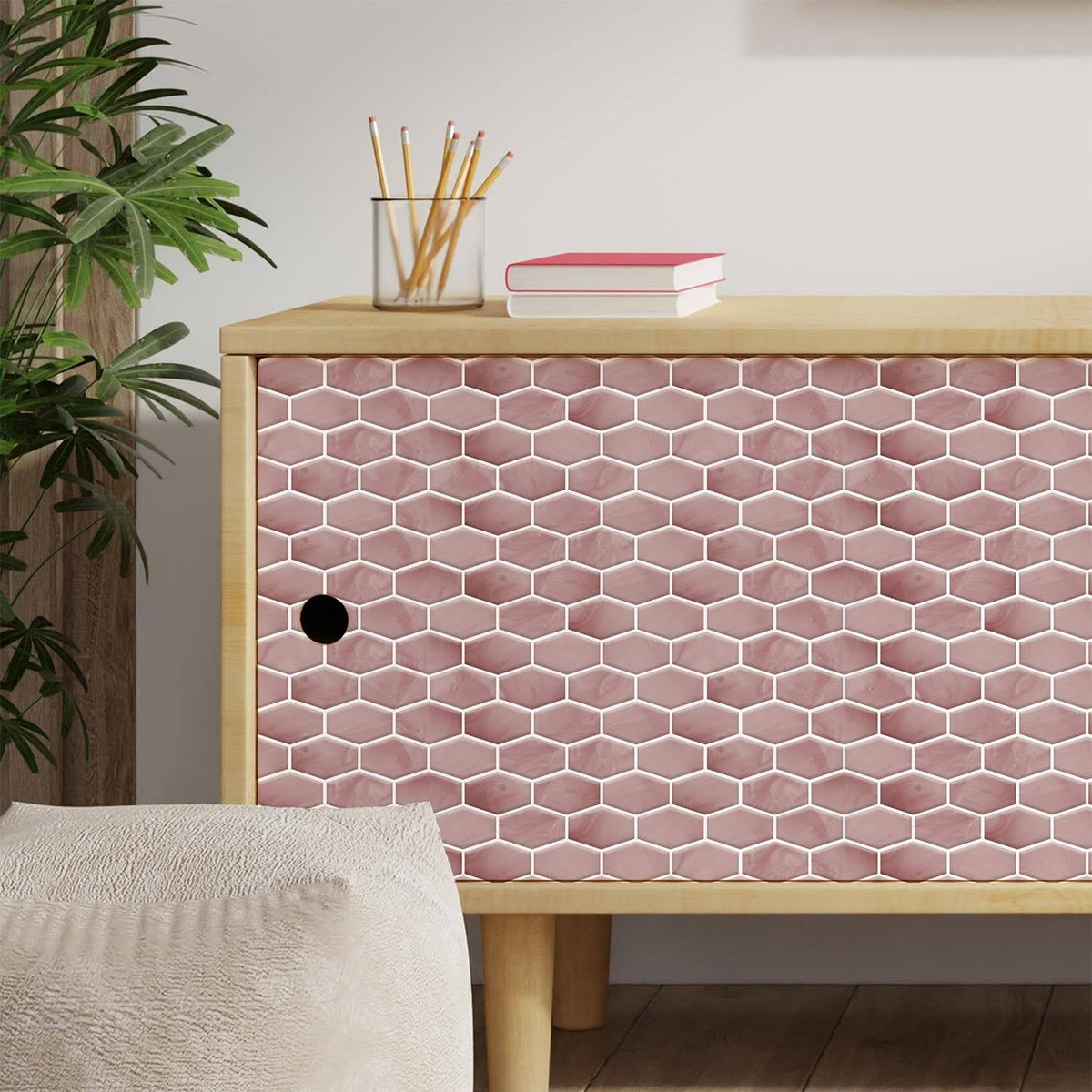 Red 60 Pieces Peel and Stick Wall Tile Stickers C8351