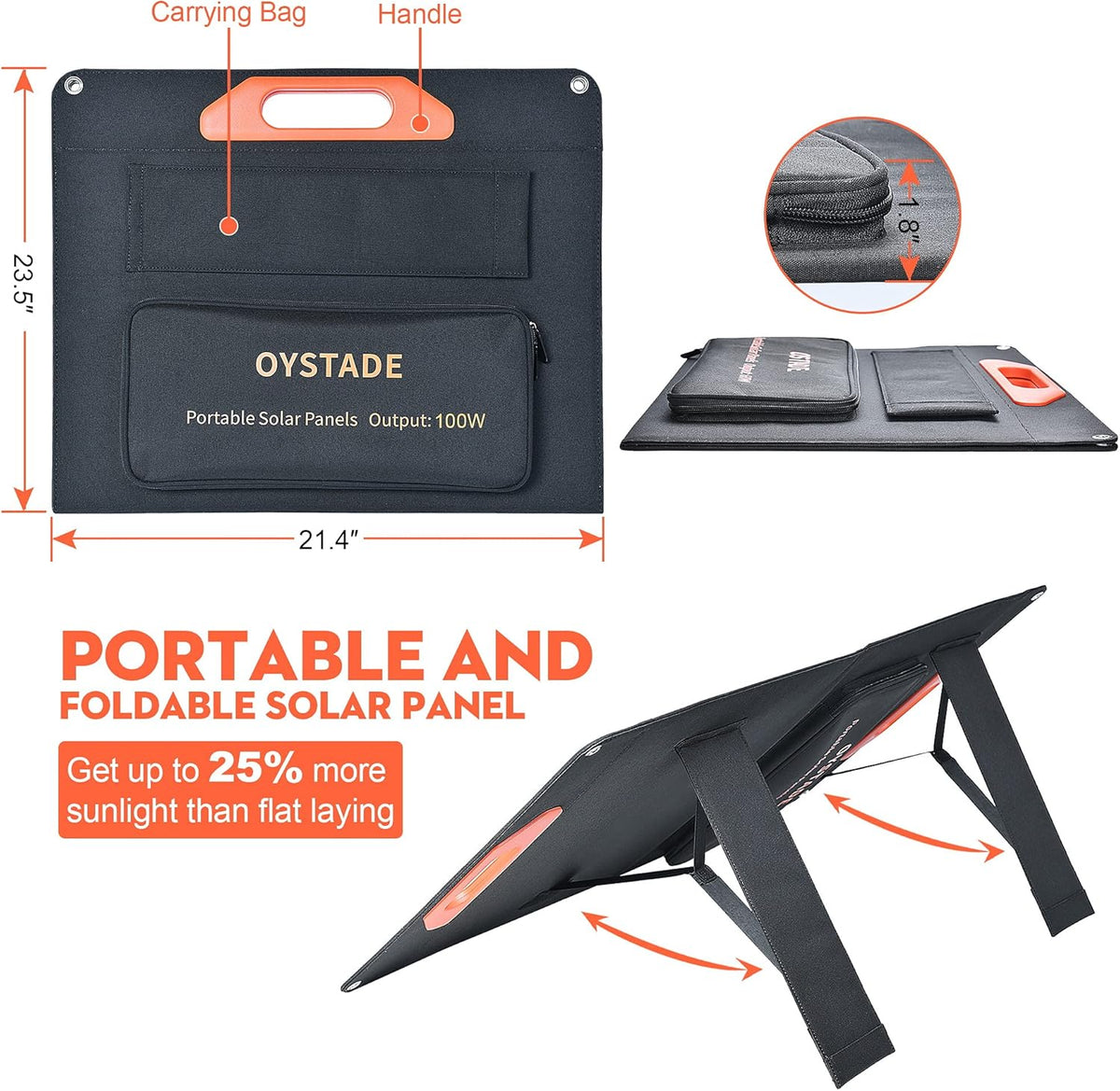 100W Portable Foldable Solar Panel with USB QC 3.0 Type C DC18V L896