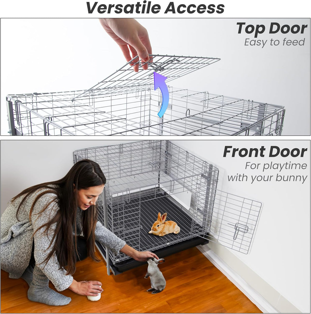 24-inch Rabbit Cage with Tray W313