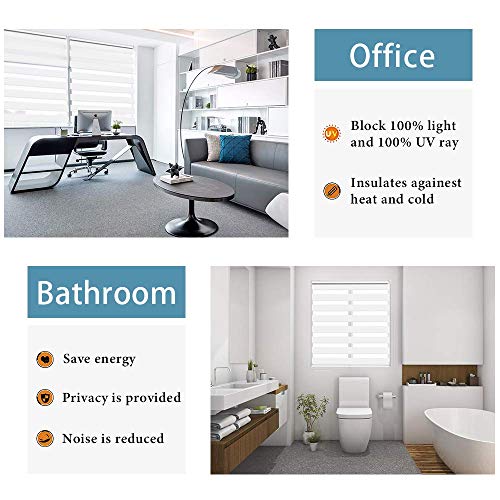 White 35.4" W x 90" H Dual Roller Zebra Blinds L486
