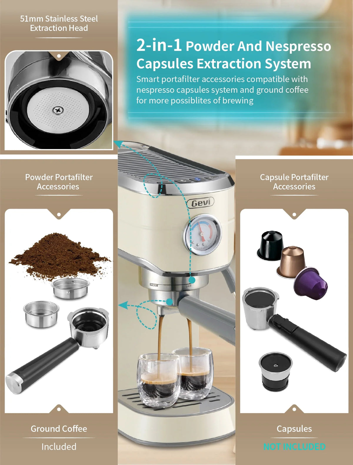 20 Bar Espresso Machine with Burr Coffee Grinder G124561
