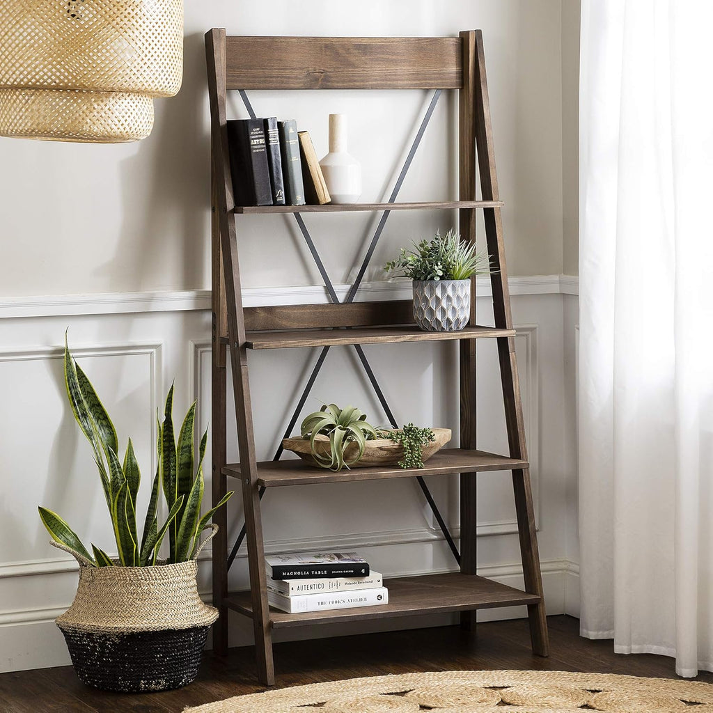 Grey 4 Shelves Wood Bookcase Y296240