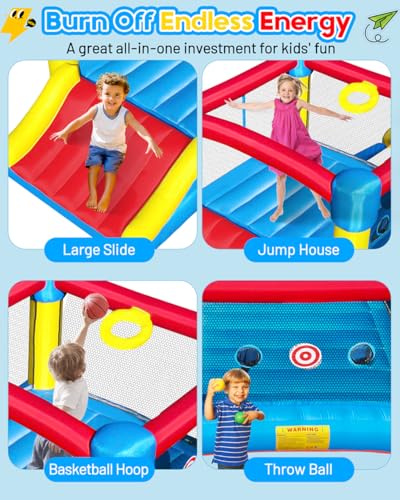 6.7'x8.4' Inflatable Bounce House with Slide A30796