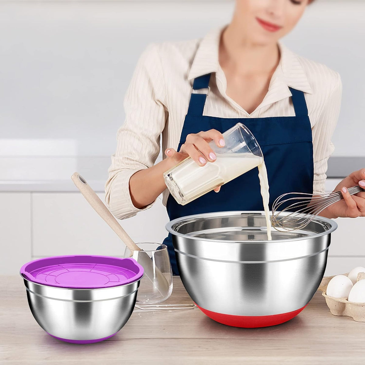 Stainless Steel Mixing Bowls with Lids, Set of 6 W83834