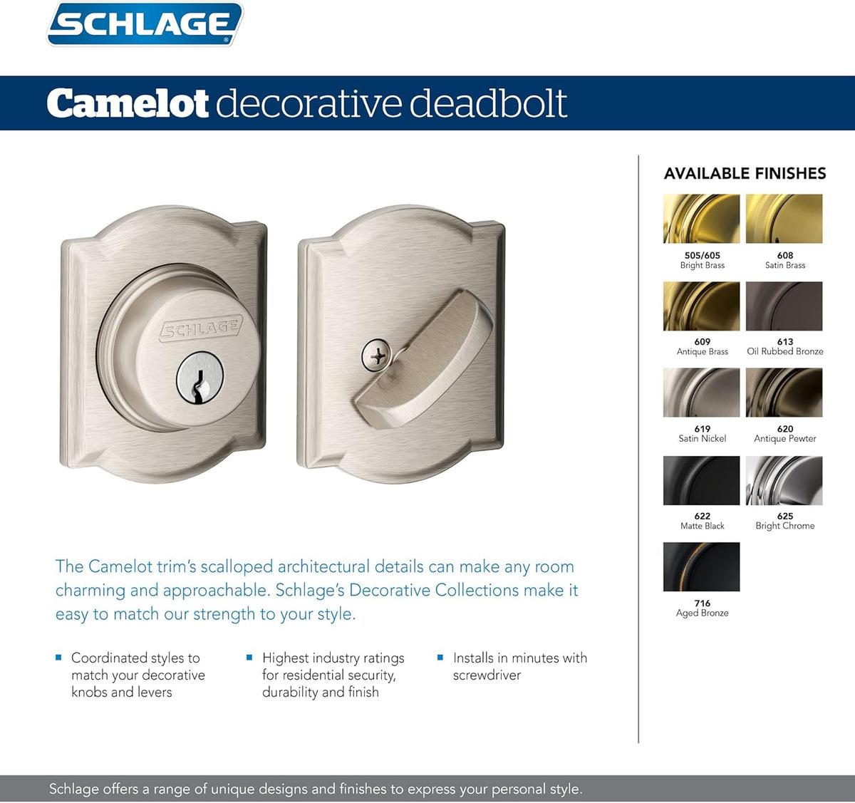 Antique Brass Deadbolt D279