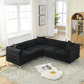 Black L-Shape Sectional Sofa 5-Seater Corner with Pillows T615