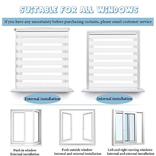 White 35.4" W x 90" H Dual Roller Zebra Blinds L486