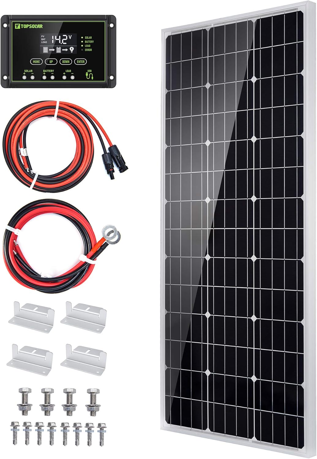100 Watt 12 Volt Monocrystalline Solar Panel Kit I936443