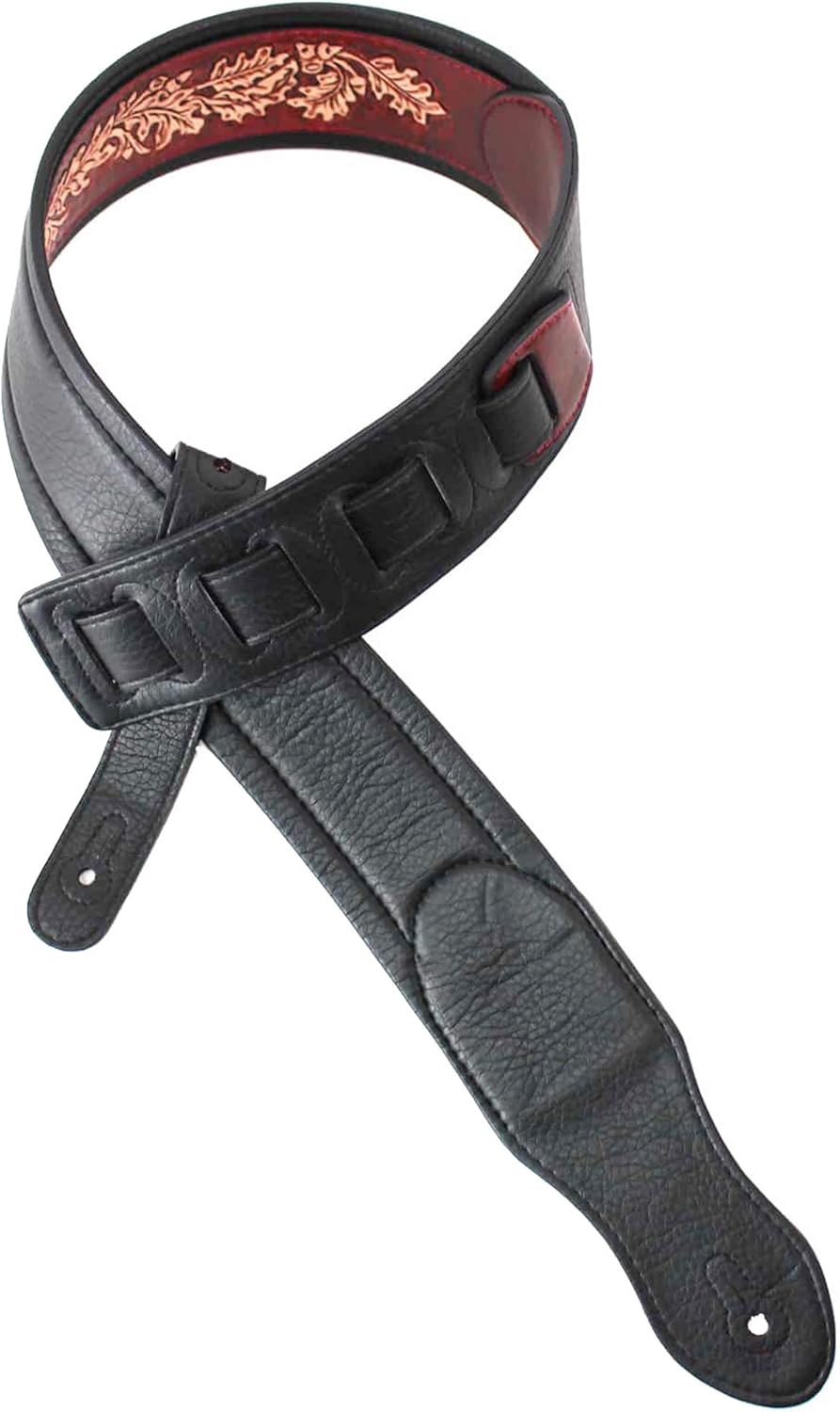 Mahogany Brown Full Grain Leather Guitar Strap Y366