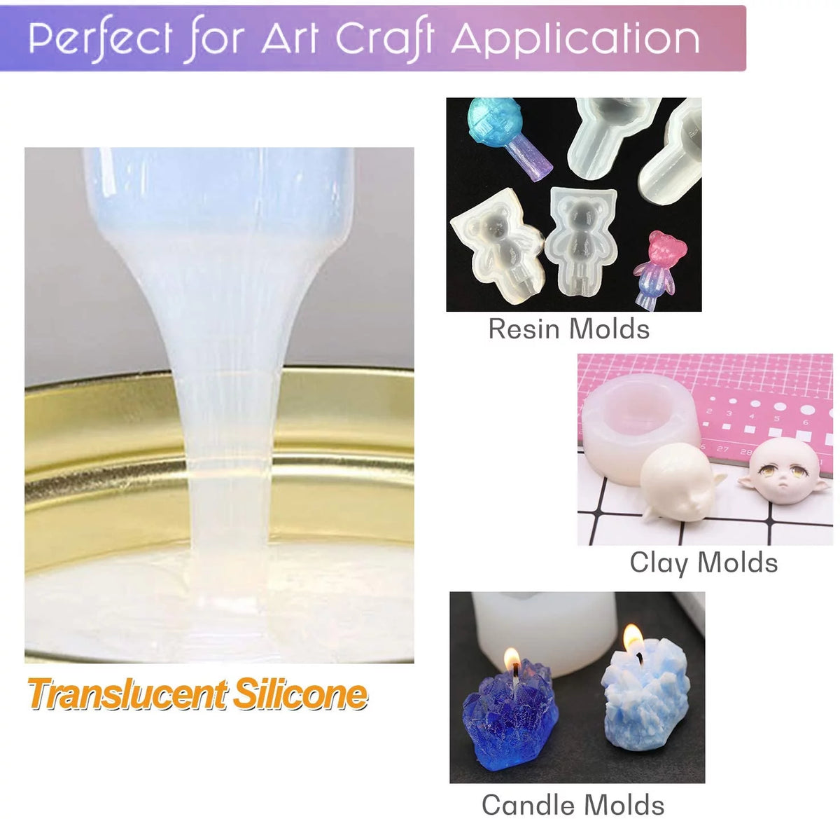 Translucent Clear Liquid Silicone Rubber Mold Making Kit 20.2oz H1247