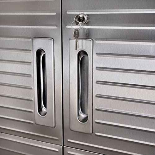 Solid Steel Rolling Lockable Metal Storage Cabinet with Adjustable Shelves, 36" W x 18" D x 72" H, Granite O771560