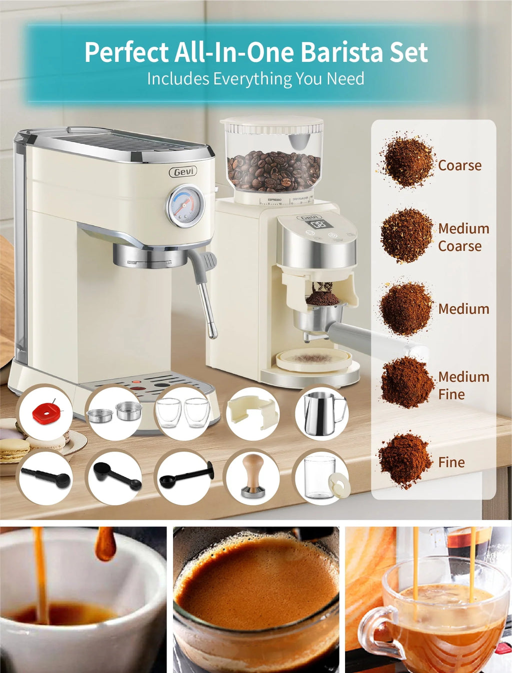 20 Bar Espresso Machine with Burr Coffee Grinder G124561