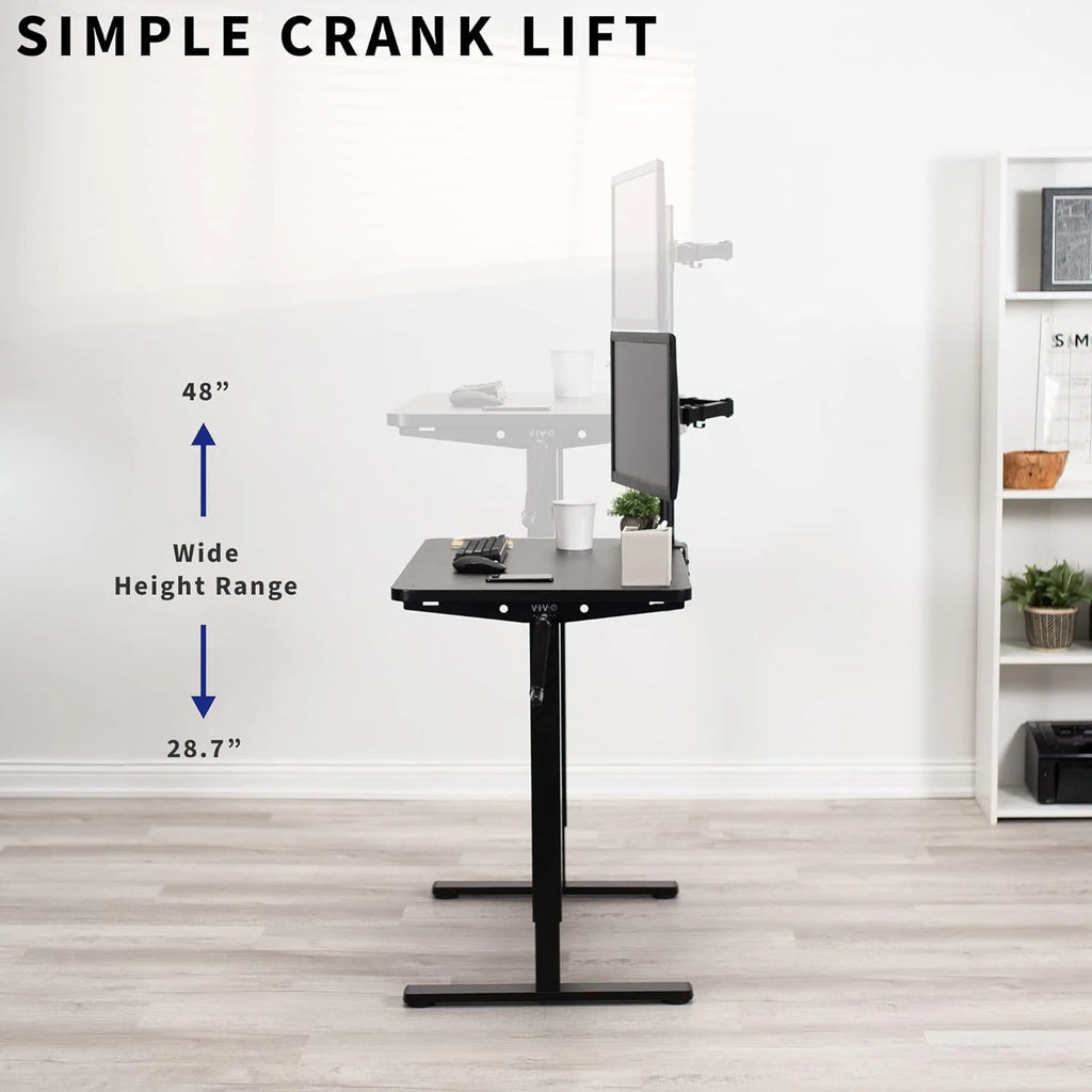 Manual Height Adjustable 36 X 24 Inch Black Standing Desk O24075