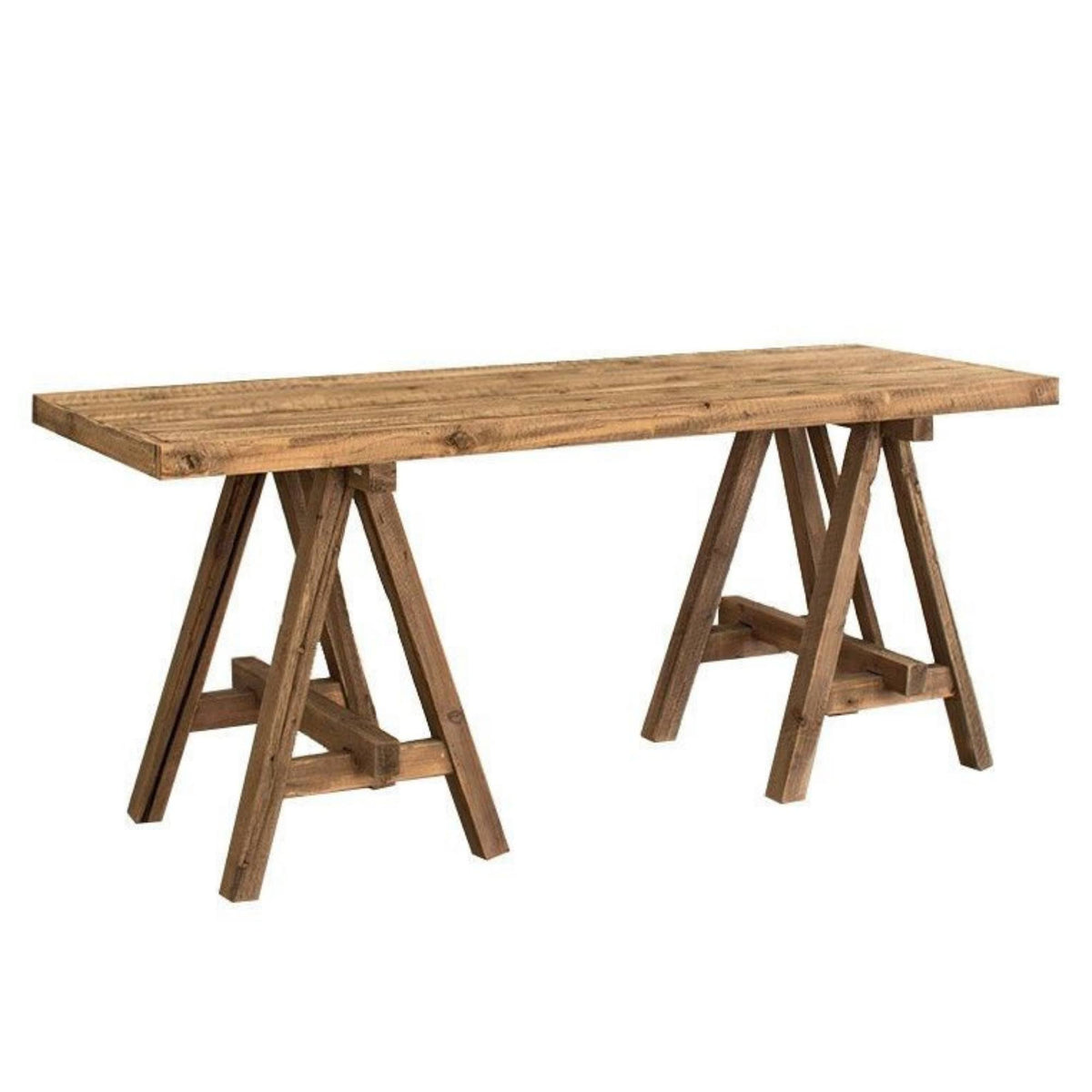Recycled Wooden Deep Console with Saw Horse Base U211