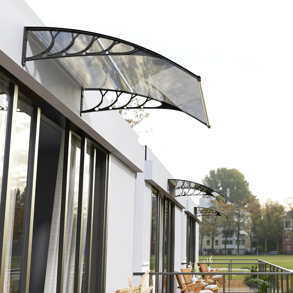 Clear Polycarbonate Door Canopy with Black Bracket X8268