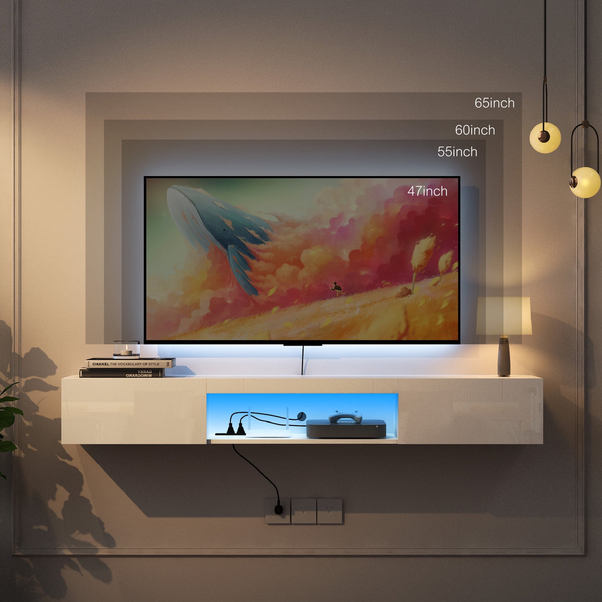 Wall Mounted Floating TV Stand with LEDs K7094