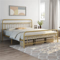 Queen Matte Black Metal Platform Bed Frame with Headboard and Footboard Y4976